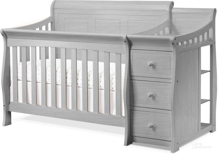 The appearance of Sorelle Princeton Elite Panel Crib And Changer In Weathered Gray designed by Sorelle Furniture in the transitional interior design. This light gray piece of furniture  was selected by 1StopBedrooms from Princeton Collection to add a touch of cosiness and style into your home. Sku: 1205R-WG. Product Type: Crib. Image1