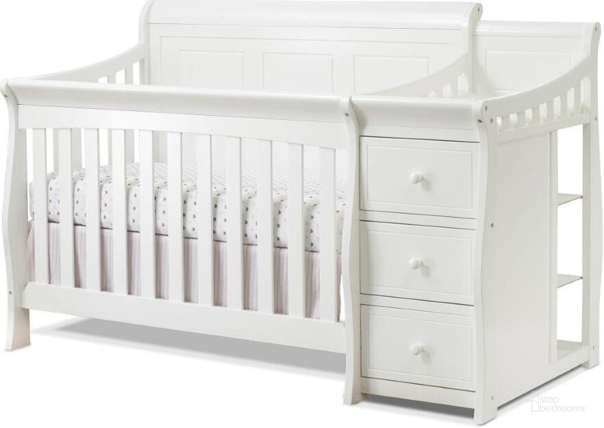 The appearance of Sorelle Princeton Elite Panel Crib And Changer In White designed by Sorelle Furniture in the transitional interior design. This cream piece of furniture  was selected by 1StopBedrooms from Princeton Collection to add a touch of cosiness and style into your home. Sku: 1205R-W. Product Type: Crib. Image1