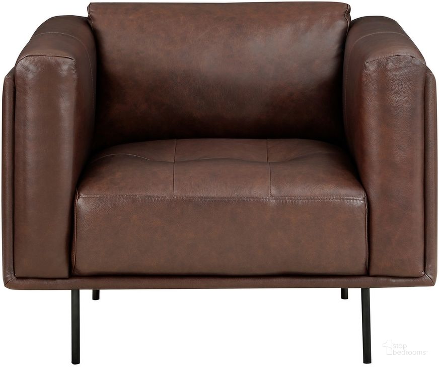 The appearance of Soren Chair In Brown designed by Homelegance in the modern / contemporary interior design. This brown piece of furniture  was selected by 1StopBedrooms from Soren Collection to add a touch of cosiness and style into your home. Sku: 9280BR-1. Material: Leather. Product Type: Chair. Image1