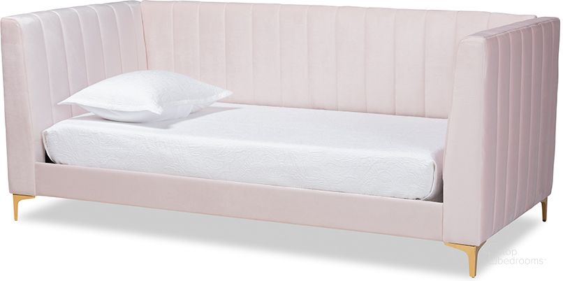 The appearance of Sorrel Cres Light Pink Twin Day Bed and Futon designed by FineForm in the modern / contemporary interior design. This light pink piece of furniture  was selected by 1StopBedrooms from Sorrel Cres Collection to add a touch of cosiness and style into your home. Sku: CF0344-Light Pink Daybed-Twin. Bed Type: Daybed. Product Type: DayBed. Bed Size: Twin. Material: MDF. Image1