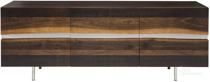 The appearance of Sorrento Seared Wood Sideboard Cabinet HGSR299 designed by Nuevo in the modern / contemporary interior design. This seared piece of furniture  was selected by 1StopBedrooms from Sorrento Collection to add a touch of cosiness and style into your home. Sku: HGSR299. Material: Wood. Product Type: Buffets, Sideboards and Server. Image1