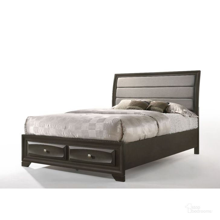 The appearance of Soteris Antique Gray Queen Sleigh Storage Bed designed by ACME in the transitional interior design. This gray piece of furniture  was selected by 1StopBedrooms from Soteris Collection to add a touch of cosiness and style into your home. Sku: 26540Q-HF;26541EK/Q-R;26542EK/Q-DRW. Bed Type: Sleigh Bed. Material: Wood. Product Type: Sleigh Bed. Bed Size: Queen. Image1