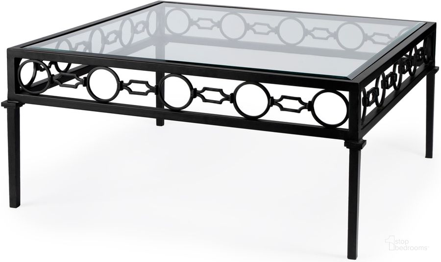The appearance of Southport Iron Outdoor Coffee Table In Black designed by Butler Specialty Company in the transitional interior design. This black piece of furniture  was selected by 1StopBedrooms from Southport Collection to add a touch of cosiness and style into your home. Sku: 5663437. Product Type: Outdoor Table. Material: Iron. Image1