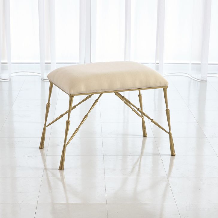 The appearance of Spike Small Bench With Muslin Cushion In Antique Brass designed by Global Views in the modern / contemporary interior design. This brass piece of furniture  was selected by 1StopBedrooms from Spike Collection to add a touch of cosiness and style into your home. Sku: 7.90374. Product Type: Bench. Material: Iron. Image1