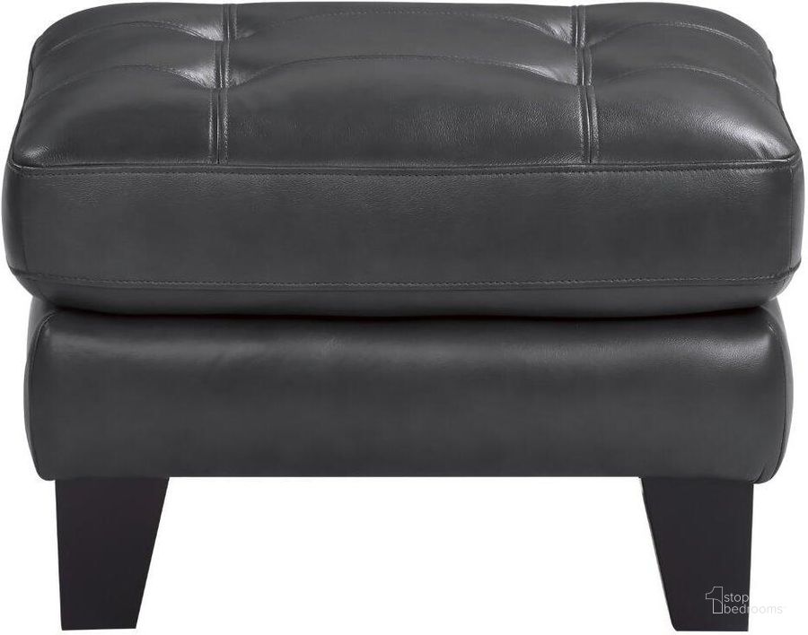 The appearance of Spivey Dark Gray Leather Ottoman designed by Homelegance in the transitional interior design. This gray piece of furniture  was selected by 1StopBedrooms from Spivey Collection to add a touch of cosiness and style into your home. Sku: 9460DG-4. Material: Leather. Product Type: Ottoman. Image1