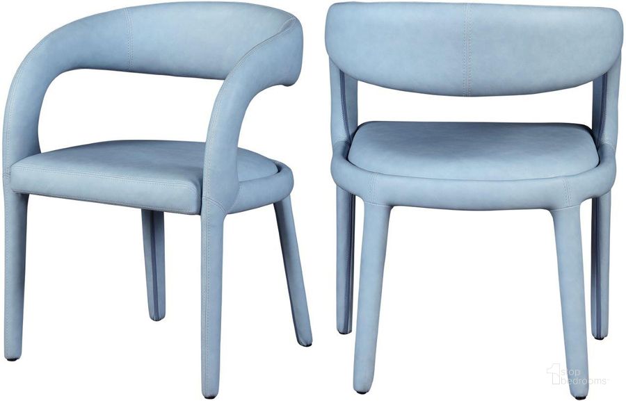 The appearance of Splendour Light Blue Dining Chair designed by Furnique in the modern / contemporary interior design. This light blue piece of furniture  was selected by 1StopBedrooms from Splendour Collection to add a touch of cosiness and style into your home. Sku: 987LtBlu-C. Material: Faux Leather. Product Type: Dining Chair. Image1