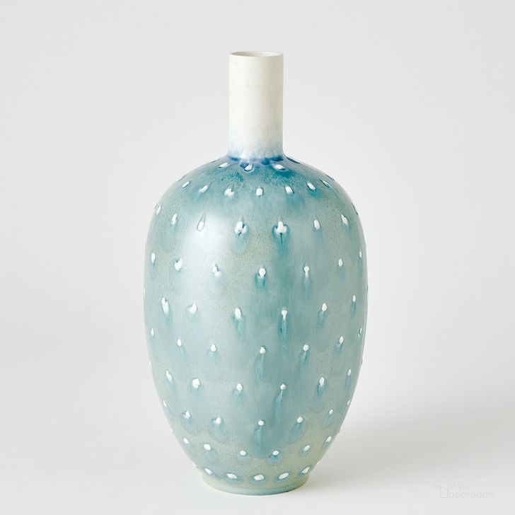 The appearance of Spotted Short Vase In Lambs Ear designed by Global Views in the modern / contemporary interior design. This blue piece of furniture  was selected by 1StopBedrooms from Spotted Collection to add a touch of cosiness and style into your home. Sku: 1.10892. Material: Ceramic. Product Type: Vase. Image1