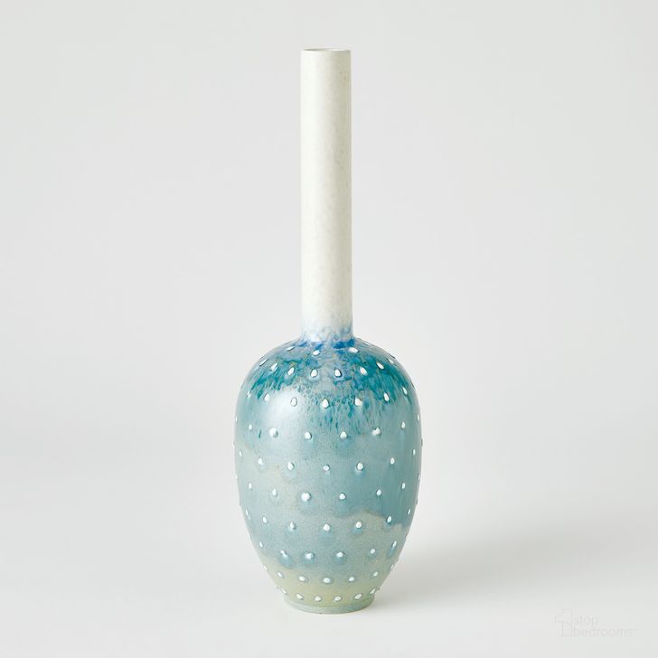 The appearance of Spotted Tall Vase In Lambs Ear designed by Global Views in the modern / contemporary interior design. This blue piece of furniture  was selected by 1StopBedrooms from Spotted Collection to add a touch of cosiness and style into your home. Sku: 1.10891. Material: Ceramic. Product Type: Vase. Image1