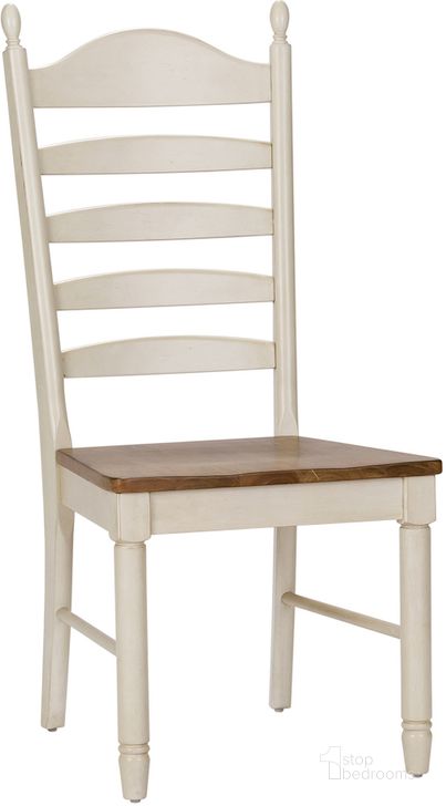 The appearance of Springfield Honey and Cream Ladder Back Side Chair set of 2 designed by Liberty in the transitional interior design. This white piece of furniture  was selected by 1StopBedrooms from Springfield Collection to add a touch of cosiness and style into your home. Sku: 278-C2000S. Material: Wood. Product Type: Side Chair. Image1