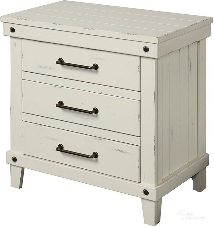 The appearance of Spruce Creek White Nightstand designed by Bernards in the transitional interior design. This white piece of furniture  was selected by 1StopBedrooms from Spruce Collection to add a touch of cosiness and style into your home. Sku: 1709-120. Product Type: Nightstand. Material: Pine. Image1