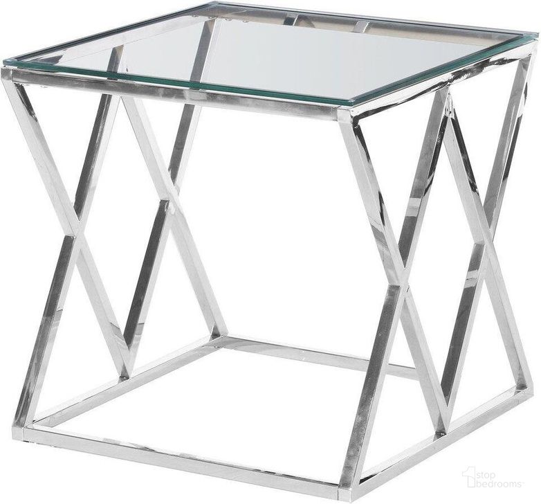The appearance of Stainless Steel And Glass Square End Table In Silver And Clear designed by Best Master Furniture in the modern / contemporary interior design. This silver piece of furniture  was selected by 1StopBedrooms from  to add a touch of cosiness and style into your home. Sku: E46. Material: Glass. Product Type: End Table.