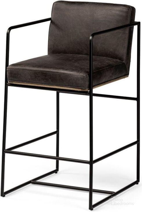The appearance of Stamford 36 Inch Total Height Black Leather Seat With Wood Back And Metal Frame Counter Stool designed by Mercana in the modern / contemporary interior design. This black piece of furniture  was selected by 1StopBedrooms from Stamford Collection to add a touch of cosiness and style into your home. Sku: 68763. Material: Metal. Product Type: Barstool. Image1