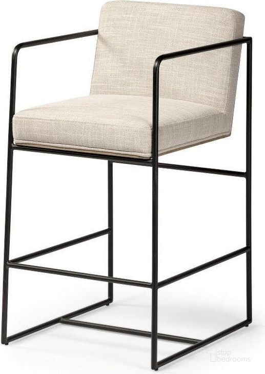 The appearance of Stamford 36 Inch Total Height Light Beige Upholstered Seat With Wood Back And Metal Frame Counter Stool designed by Mercana in the modern / contemporary interior design. This black and beige piece of furniture  was selected by 1StopBedrooms from Stamford Collection to add a touch of cosiness and style into your home. Sku: 68764. Material: Metal. Product Type: Barstool. Image1
