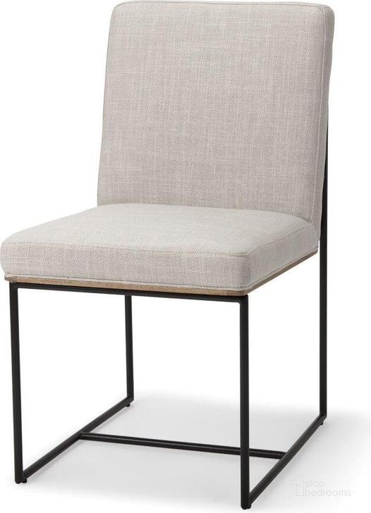 The appearance of Stamford Beige Upholstered Seat With Wood Back And Black Metal Frame Dining Chair Set of 2 designed by Mercana in the modern / contemporary interior design. This black and beige piece of furniture  was selected by 1StopBedrooms from Stamford Collection to add a touch of cosiness and style into your home. Sku: 69971. Material: Metal. Product Type: Dining Chair. Image1