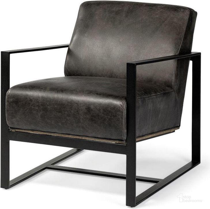 The appearance of Stamford Black Genuine Leather Seat With Wood Back And Metal Frame Accent Chair designed by Mercana in the modern / contemporary interior design. This black piece of furniture  was selected by 1StopBedrooms from Stamford Collection to add a touch of cosiness and style into your home. Sku: 68759. Material: Metal. Product Type: Accent Chair. Image1