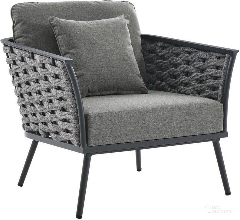 The appearance of Stance Outdoor Patio Aluminum Arm Chair In Gray Charcoal designed by Modway in the modern / contemporary interior design. This gray charcoal piece of furniture  was selected by 1StopBedrooms from Stance Collection to add a touch of cosiness and style into your home. Sku: EEI-3054-GRY-CHA. Material: Aluminum. Product Type: Arm Chair. Image1