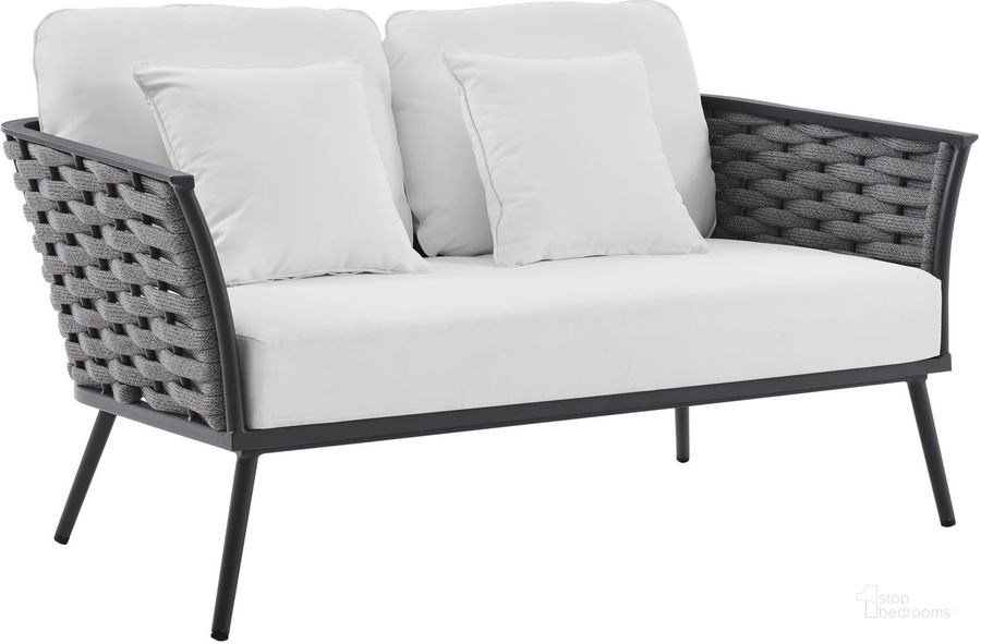 The appearance of Stance Outdoor Patio Aluminum Loveseat In White And Grey designed by Modway in the modern / contemporary interior design. This white and grey piece of furniture  was selected by 1StopBedrooms from Stance Collection to add a touch of cosiness and style into your home. Sku: EEI-3019-GRY-WHI. Material: Aluminum. Product Type: Loveseat. Image1
