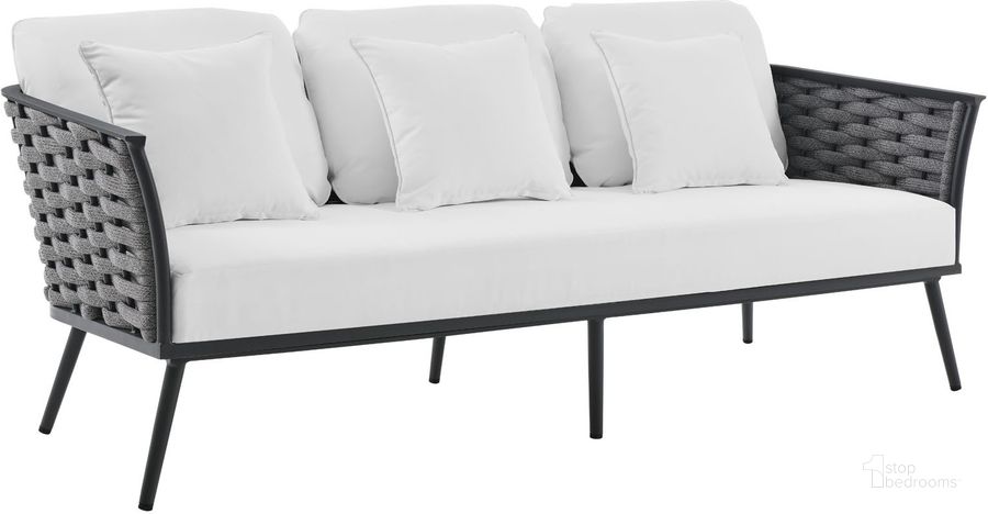 The appearance of Stance Outdoor Patio Aluminum Sofa In White And Grey designed by Modway in the modern / contemporary interior design. This white and grey piece of furniture  was selected by 1StopBedrooms from Stance Collection to add a touch of cosiness and style into your home. Sku: EEI-3020-GRY-WHI. Material: Aluminum. Product Type: Sofa. Image1