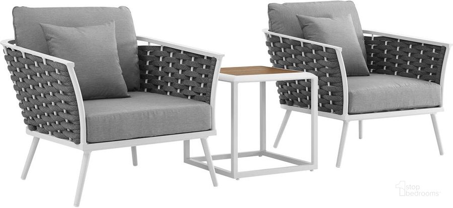 The appearance of Stance White and Gray 3 Piece Outdoor Patio Aluminum Sectional Sofa Set EEI-3163-WHI-GRY-SET designed by Modway in the modern / contemporary interior design. This white and gray piece of furniture  was selected by 1StopBedrooms from Stance Collection to add a touch of cosiness and style into your home. Sku: EEI-3163-WHI-GRY-SET. Product Type: Outdoor Sofa. Material: Foam. Image1