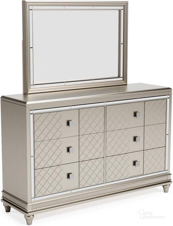 The appearance of Standen Platinum Dresser and Mirror designed by FineForm in the modern / contemporary interior design. This platinum piece of furniture  was selected by 1StopBedrooms from Standen Collection to add a touch of cosiness and style into your home. Sku: B744-31;B744-36. Material: Glass. Product Type: Dresser and Mirror. Image1