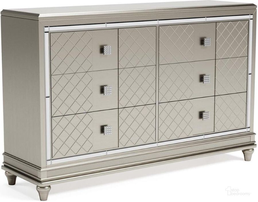 The appearance of Standen Platinum Dresser designed by FineForm in the modern / contemporary interior design. This platinum piece of furniture  was selected by 1StopBedrooms from Standen Collection to add a touch of cosiness and style into your home. Sku: B744-31. Material: Glass. Product Type: Dresser. Image1