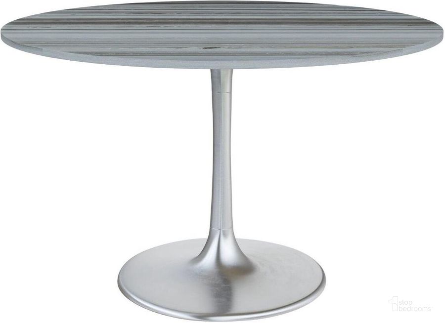 The appearance of Star City 48 Inch Dining Table In Gray designed by Zuo Modern in the modern / contemporary interior design. This silver piece of furniture  was selected by 1StopBedrooms from Star City Collection to add a touch of cosiness and style into your home. Sku: 109446. Table Base Style: Pedestal. Table Top Shape: Round. Material: Marble. Product Type: Dining Table. Size: 48". Image1