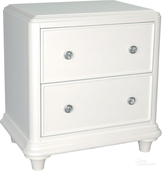 The appearance of Stardust Iridescent White 2 Drawer Nightstand designed by Liberty in the modern / contemporary interior design. This white piece of furniture  was selected by 1StopBedrooms from Stardust Collection to add a touch of cosiness and style into your home. Sku: 710-BR60. Material: Wood. Product Type: Nightstand. Image1