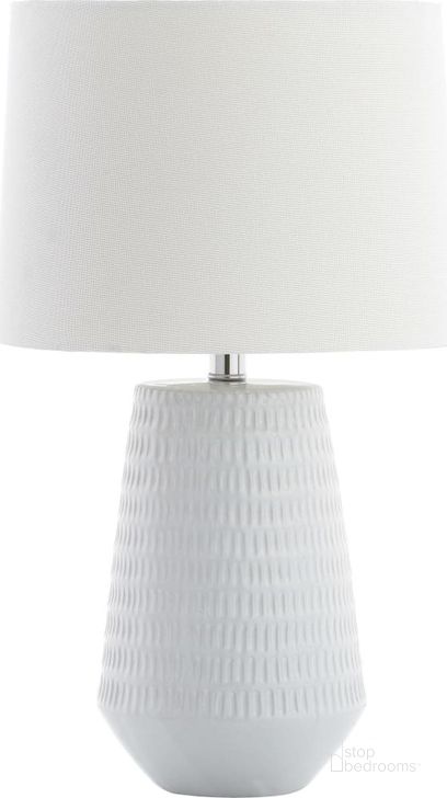 The appearance of Stark White Table Lamp designed by Safavieh in the modern / contemporary interior design. This white piece of furniture  was selected by 1StopBedrooms from Stark Collection to add a touch of cosiness and style into your home. Sku: TBL4087A. Material: Chrome. Product Type: Table Lamp. Image1