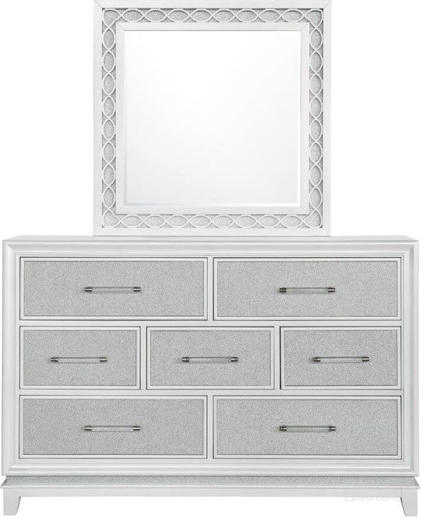 The appearance of Starlight 7 Drawer Dresser With Led Lights designed by Pulaski in the transitional interior design. This white piece of furniture  was selected by 1StopBedrooms from Starlight Collection to add a touch of cosiness and style into your home. Sku: S808-010. Product Type: Dresser. Material: Poplar. Image1