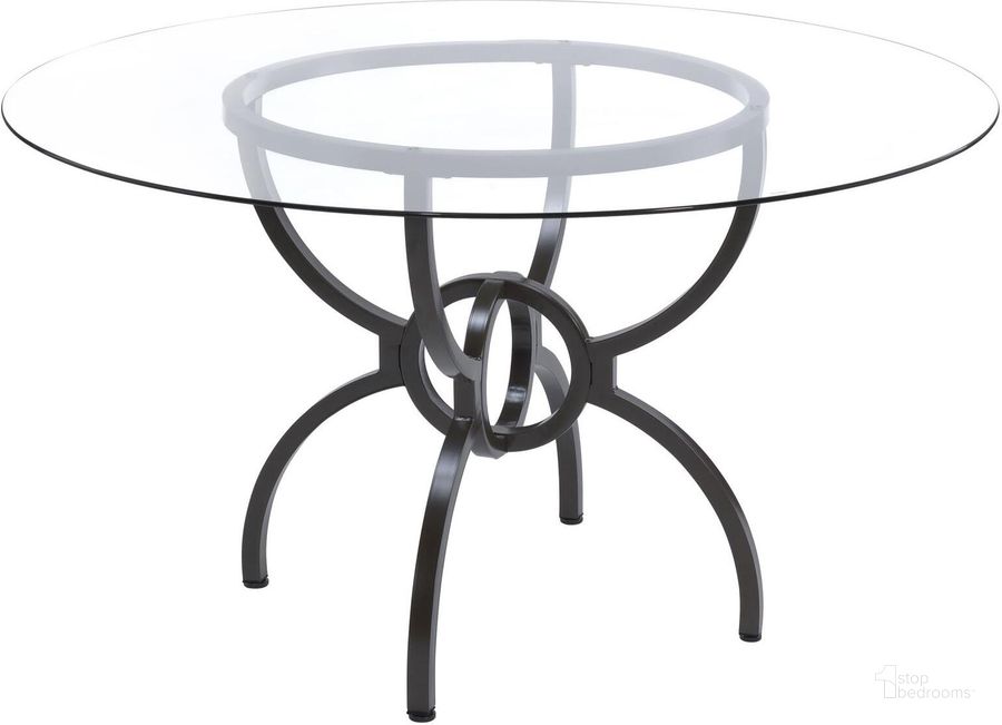 The appearance of Starlight Gunmetal Dining Table designed by Coaster in the transitional interior design. This black piece of furniture  was selected by 1StopBedrooms from Starlight Collection to add a touch of cosiness and style into your home. Sku: 108291;CB48RD-6. Table Base Style: Trestle. Table Top Shape: Round. Product Type: Dining Table. Image1