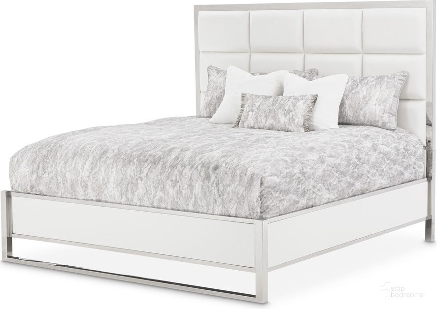 The appearance of State St Eastern King Short Panel Bed In Satin White designed by AICO in the modern / contemporary interior design. This satin white piece of furniture  was selected by 1StopBedrooms from State St. Collection to add a touch of cosiness and style into your home. Sku: N9016117L-116;N9016137-116. Bed Type: Panel Bed. Material: Wood. Product Type: Panel Bed. Bed Size: King. Image1