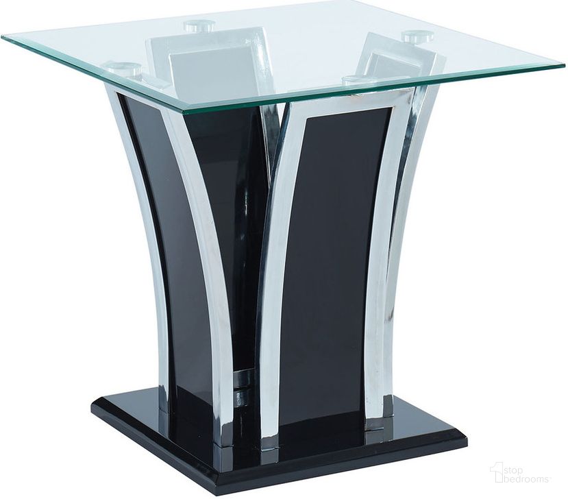 The appearance of Staten End Table In Glossy Black and Chrome designed by Furniture of America in the modern / contemporary interior design. This white and chrome piece of furniture  was selected by 1StopBedrooms from Staten Collection to add a touch of cosiness and style into your home. Sku: CM4372BK-E-1;CM4372BK-E-2. Material: Glass. Product Type: End Table. Image1