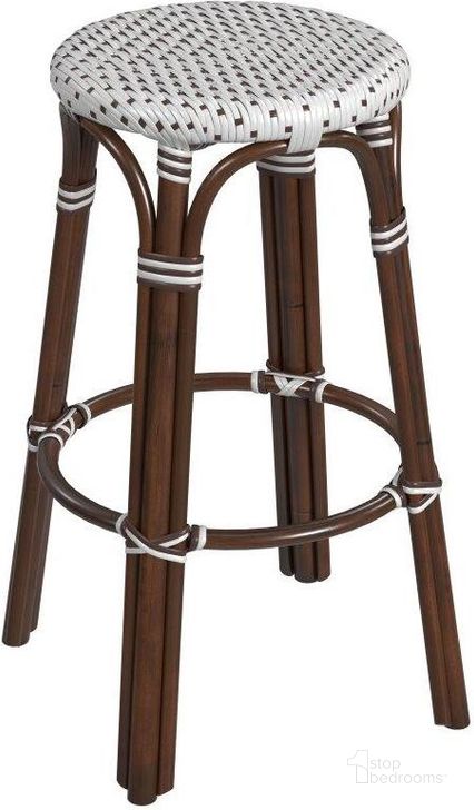 The appearance of Statsville Chocolate Barstool designed by Off 5th Home in the transitional interior design. This chocolate piece of furniture  was selected by 1StopBedrooms from Statsville Collection to add a touch of cosiness and style into your home. Sku: 9370117. Material: Rattan. Product Type: Barstool. Image1