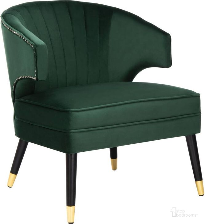 The appearance of Stazia Forest Green and Black Wingback Accent Chair designed by Safavieh in the rustic / southwestern interior design. This green piece of furniture  was selected by 1StopBedrooms from Stazia Collection to add a touch of cosiness and style into your home. Sku: ACH4502D. Material: Wood. Product Type: Accent Chair. Image1