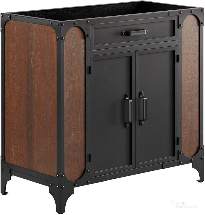The appearance of Steamforge 36 Inch Bathroom Vanity Cabinet In Black Walnut designed by Modway in the modern / contemporary interior design. This black walnut piece of furniture  was selected by 1StopBedrooms from Steamforge Collection to add a touch of cosiness and style into your home. Sku: EEI-6129-BLK-WAL. Material: MDF. Product Type: Bathroom Vanity. Image1