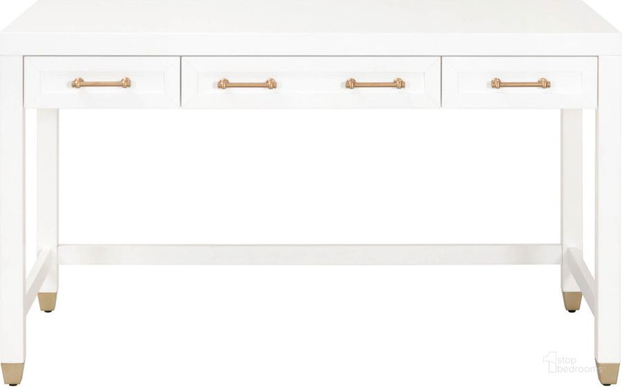 The appearance of Stella Traditions Matte White 3 Drawer Desk designed by Essentials For Living in the modern / contemporary interior design. This white piece of furniture  was selected by 1StopBedrooms from Traditions Collection to add a touch of cosiness and style into your home. Sku: 6137.WHT/BBRS. Material: Wood. Product Type: Writing Desk. Image1