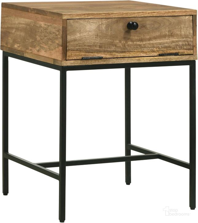 The appearance of Stephie 1-Drawer Rectangular End Table In Honey Brown designed by Coaster in the industrial interior design. This honey brown piece of furniture  was selected by 1StopBedrooms from Stephie Collection to add a touch of cosiness and style into your home. Sku: 704697. Material: Wood. Product Type: End Table. Image1