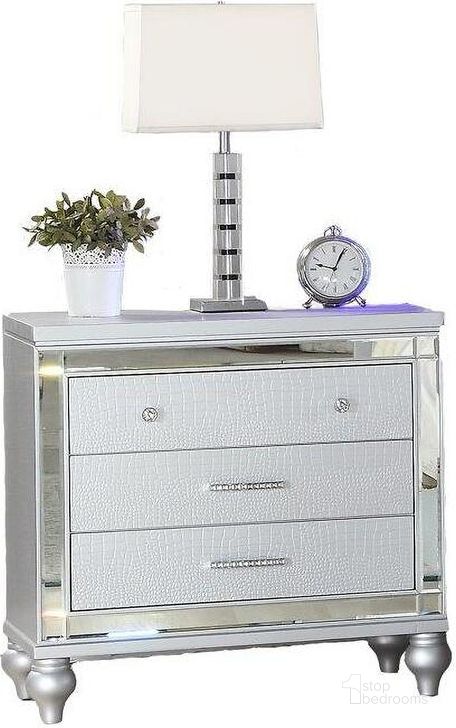 The appearance of Sterling Mirror Framed Nightstand Silver designed by Galaxy Home Furnishings in the modern / contemporary interior design. This silver piece of furniture  was selected by 1StopBedrooms from Sterling Collection to add a touch of cosiness and style into your home. Sku: 808857880529. Material: Wood. Product Type: Nightstand. Image1