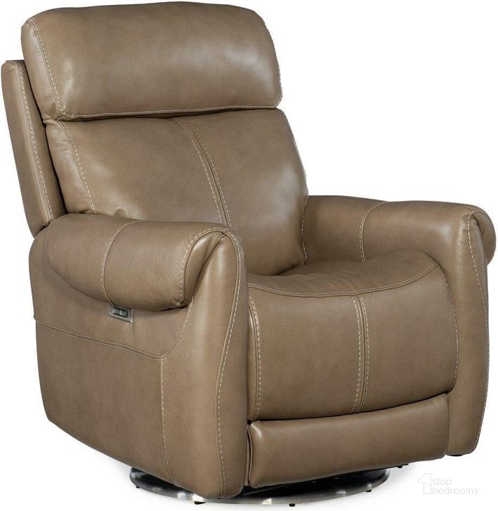The appearance of Sterling Swivel Power Recliner With Power Headrest RC600-PHSZ-080 designed by Hooker in the transitional interior design. This beige piece of furniture  was selected by 1StopBedrooms from Sterling Collection to add a touch of cosiness and style into your home. Sku: RC600-PHSZ-080. Material: Leather. Product Type: Recliner. Image1