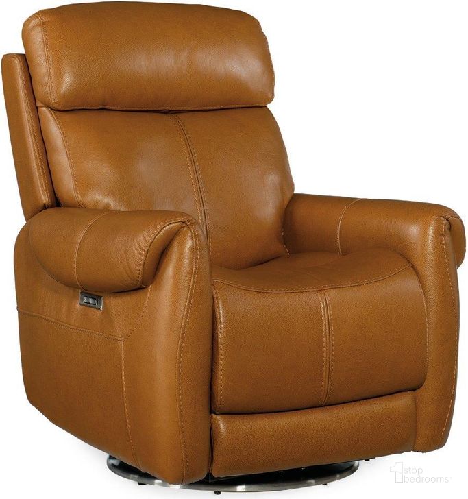 The appearance of Sterling Swivel Power Recliner With Power Headrest RC600-PHSZ-086 designed by Hooker in the transitional interior design. This brown piece of furniture  was selected by 1StopBedrooms from Sterling Collection to add a touch of cosiness and style into your home. Sku: RC600-PHSZ-086. Material: Leather. Product Type: Recliner. Image1