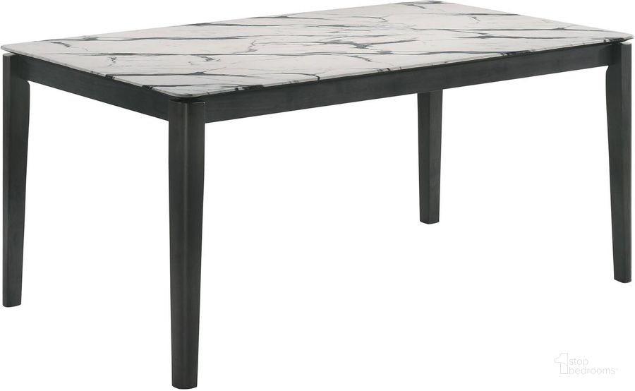 The appearance of Stevie Rectangular Faux Marble Top Dining Table In White and Black designed by Coaster in the modern / contemporary interior design. This white and black piece of furniture  was selected by 1StopBedrooms from Stevie Collection to add a touch of cosiness and style into your home. Sku: 115111WG. Material: Wood. Product Type: Dining Table. Image1