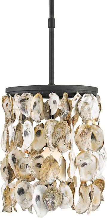 The appearance of Stillwater Oyster Shell Pendant In Black designed by Currey & Company in the modern / contemporary interior design. This black piece of furniture  was selected by 1StopBedrooms from Stillwater Collection to add a touch of cosiness and style into your home. Sku: 9250. Product Type: Pendant Lighting. Material: Iron. Image1
