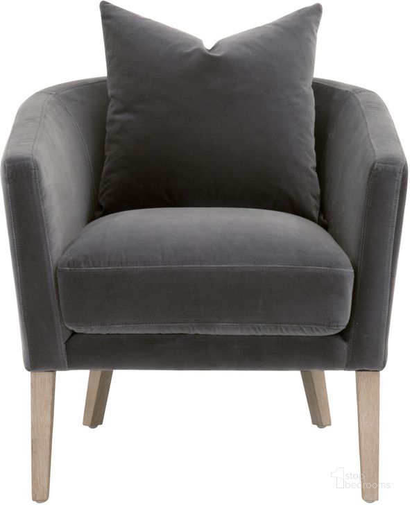 The appearance of Stitch Hand Dark Dove Velvet Gordon Club Chair designed by Essentials For Living in the transitional interior design. This gray piece of furniture  was selected by 1StopBedrooms from Stitch & Hand Collection to add a touch of cosiness and style into your home. Sku: 7196UP.DDOV/NG. Material: Wood. Product Type: Living Room Chair. Image1