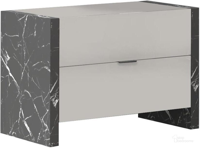 The appearance of Stoneage Premium Night Stand in Grigio designed by J&M in the modern / contemporary interior design. This grey piece of furniture  was selected by 1StopBedrooms from Stoneage Collection to add a touch of cosiness and style into your home. Sku: 17455-NS. Product Type: Nightstand. Image1