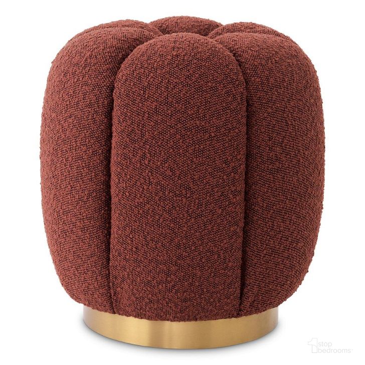 The appearance of Stool Orchanic Boucle Rouge designed by Eichholtz in the modern / contemporary interior design. This boucle rouge piece of furniture  was selected by 1StopBedrooms from Orchanic Collection to add a touch of cosiness and style into your home. Sku: A117110. Product Type: Ottoman. Material: Brass. Image1
