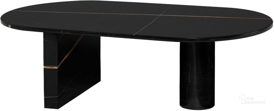 The appearance of Stories Coffee Table In Noir designed by Nuevo in the modern / contemporary interior design. This noir piece of furniture  was selected by 1StopBedrooms from Stories Collection to add a touch of cosiness and style into your home. Sku: HGMM240. Product Type: Coffee Table. Material: Stone. Image1