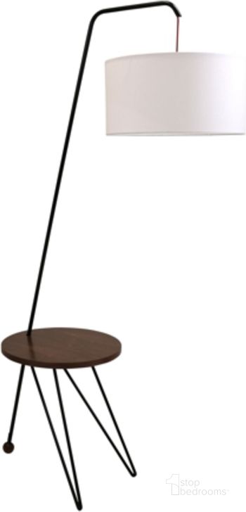 The appearance of Stork Mid-Century Modern Floor Lamp With Walnut Wood Table Accent And White Shade designed by Lumisource in the transitional interior design. This walnut piece of furniture  was selected by 1StopBedrooms from Stork Collection to add a touch of cosiness and style into your home. Sku: LS-STORK WL+W. Material: Wood. Product Type: Lamp. Image1