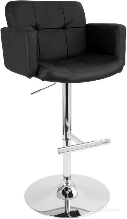 The appearance of Stout Contemporary Adjustable Barstool With Swivel And Black Faux Leather designed by Lumisource in the modern / contemporary interior design. This black piece of furniture  was selected by 1StopBedrooms from Stout Collection to add a touch of cosiness and style into your home. Sku: BS-TW-STOUT BK. Material: Metal. Product Type: Barstool. Image1