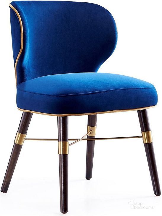 The appearance of Strine Dining Chair in Royal Blue designed by Manhattan Comfort in the modern / contemporary interior design. This blue piece of furniture  was selected by 1StopBedrooms from Strine Collection to add a touch of cosiness and style into your home. Sku: DC045-BL. Material: Wood. Product Type: Dining Chair. Image1