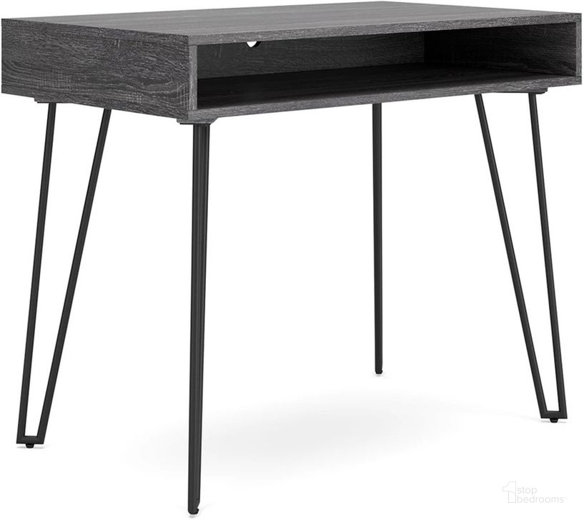The appearance of Strumford Charcoal And Black 36 Inch Desk designed by Signature Design by Ashley in the modern / contemporary interior design. This charcoal/black piece of furniture  was selected by 1StopBedrooms from Strumford Collection to add a touch of cosiness and style into your home. Sku: H449-110. Material: Metal. Product Type: Home Office Desk. Image1